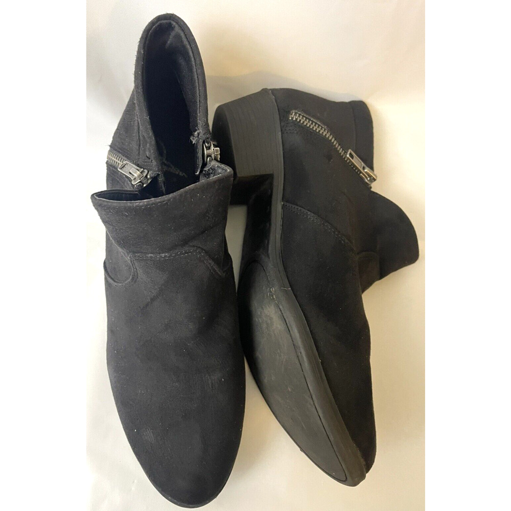 AMERICAN RAG Women's Black Double Zipper Detail Abby Block Heel Booties 8.5 M